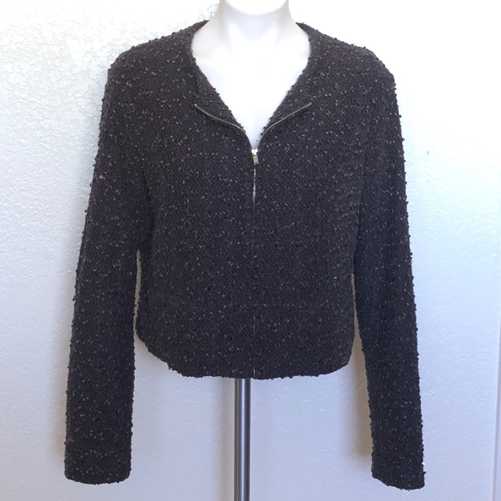 🏈Pure Sugar zip up brown sequin jacket sz. L